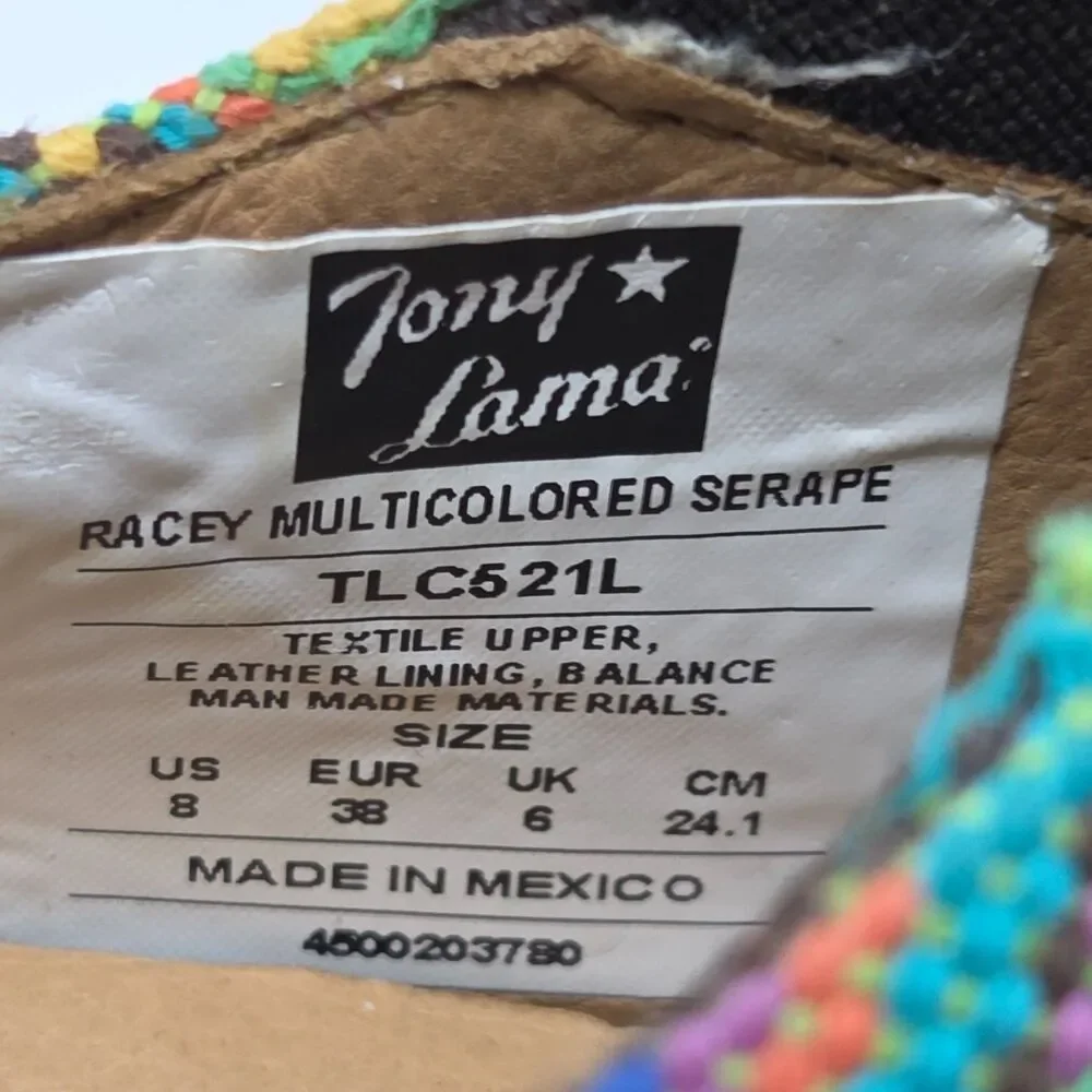Tony Lama RACEY Multicolored Serape Womens Casual Shoes Size US 8 EUR 38 VGC